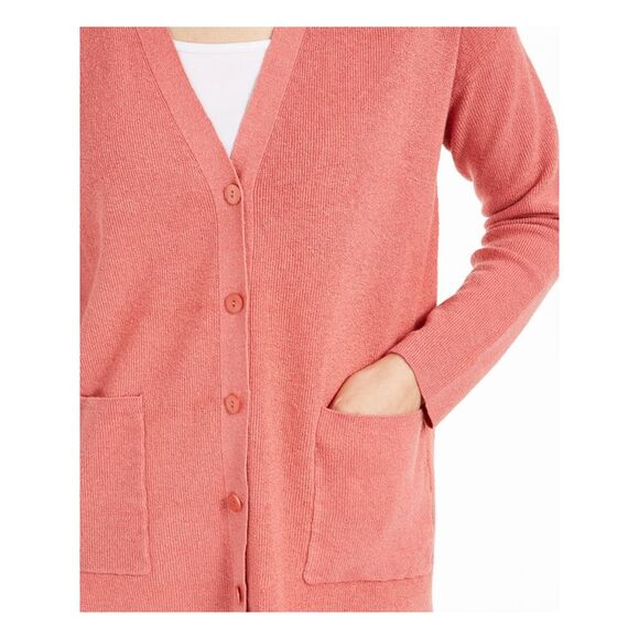 EILEEN FISHER Womens Coral Pocketed Long Sleeve Cardigan Sweater XL - Picture 3 of 4